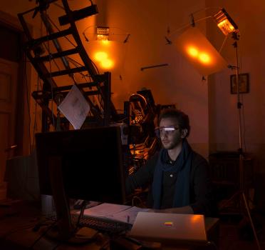 Camera operator Damian Kasotakis operating the spectral imaging system at St. Catherine’s Monastery